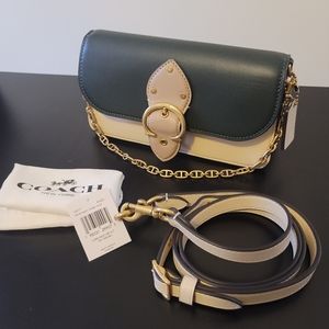 COACH Beat Crossbody Clutch In Colorblock Amazon Green and Ivory Style No. C2617